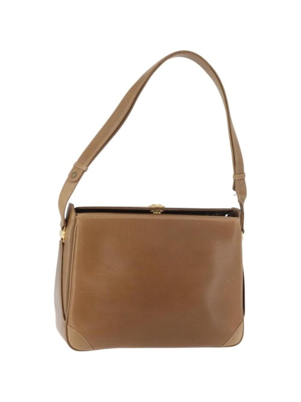 GUCCI Shoulder Bag Leather Brown Gold